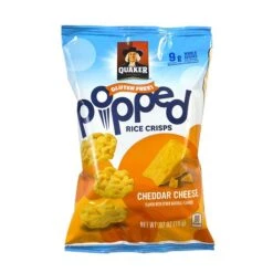 Quaker Popped Rice Snacks Cheddar Crisps, 0.67 Oz., 60 Bags/Pack (295-00051)