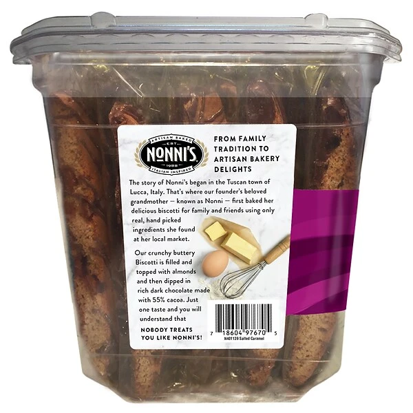 Nonni's Individually Wrapped Salted Caramel Italian Cookies, .86oz Value Pack Of 25 In A 21.5oz Tub 3 Nonni's Individually Wrapped Salted Caramel Italian Cookies, .86oz Value Pack Of 25 In A 21.5oz Tub