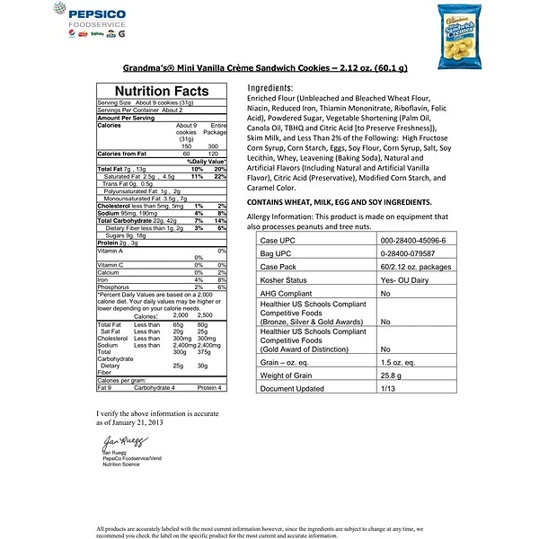 Grandma's® Mini Vanilla Creme Cookies; 60 Bags/Box 4 Grandma's® Mini Vanilla Creme Cookies; 60 Bags/Box - Image 2