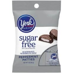 York Sugar Free Peppermint Patties Peppermint Dark Chocolate Candy Bar, 3 Oz., 12/Pack (246-01076)
