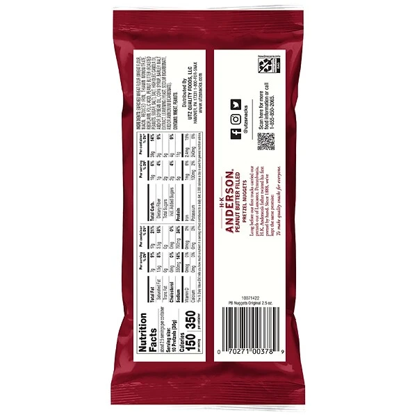 Anderson Peanut Butter Pretzels Nuggets, 2.5 Oz., 24 Bags/Box (UQF27593) 3 Anderson Peanut Butter Pretzels Nuggets, 2.5 Oz., 24 Bags/Box (UQF27593)