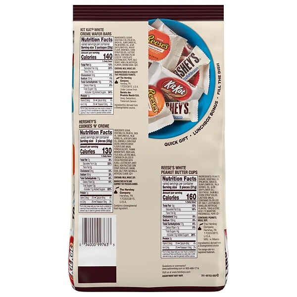 Hershey's Whie Crème Lovers Snack Size Reese's, Hershey's & KiKat White Chocolate Candy Bar, 31.6 Oz. (246-00353) 4 Hershey's Whie Crème Lovers Snack Size Reese's, Hershey's & KiKat White Chocolate Candy Bar, 31.6 Oz. (246-00353) - Image 2