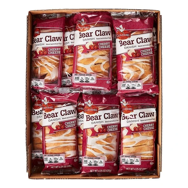 Cloverhill Cherry Cheese Bear Claw, 4.25 Oz., 12/Box (220-01095) 3 Cloverhill Cherry Cheese Bear Claw, 4.25 Oz., 12/Box (220-01095)