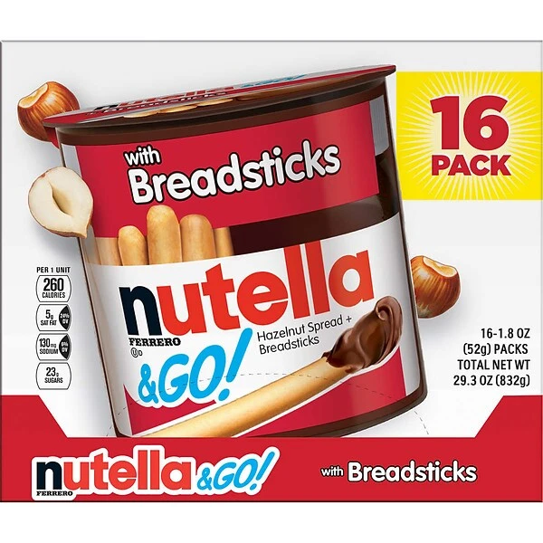 NUTELLA & Go Chocolate Hazelnut Dip With Breadsticks, 1.8 Oz., 16/Pack (220-01135) 3 NUTELLA & Go Chocolate Hazelnut Dip With Breadsticks, 1.8 Oz., 16/Pack (220-01135)