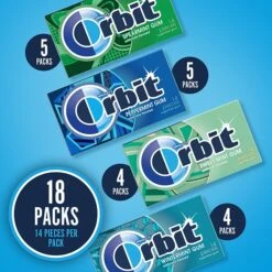 Orbit Variety Box Sugar Free Gum, Assorted Flavors, 12.8 Oz., 252 Pieces/Pack, 18/Pack (220-00568)