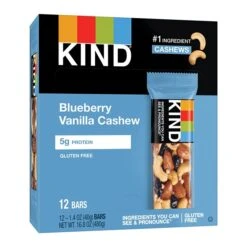 KIND Bar, Blueberry Vanilla & Cashew, 1.4 Oz., 12/Box (PHW18039) 6 KIND Bar, Blueberry Vanilla & Cashew, 1.4 Oz., 12/Box (PHW18039) -Gerber || Lindt || Mars Sales sp107186893 s7