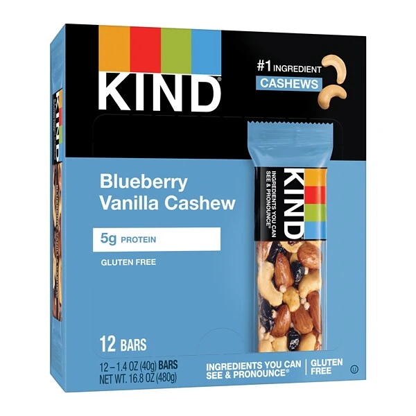KIND Bar, Blueberry Vanilla & Cashew, 1.4 Oz., 12/Box (PHW18039) 4 KIND Bar, Blueberry Vanilla & Cashew, 1.4 Oz., 12/Box (PHW18039) - Image 2