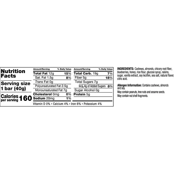 KIND Bar, Blueberry Vanilla & Cashew, 1.4 Oz., 12/Box (PHW18039) 5 KIND Bar, Blueberry Vanilla & Cashew, 1.4 Oz., 12/Box (PHW18039) - Image 3