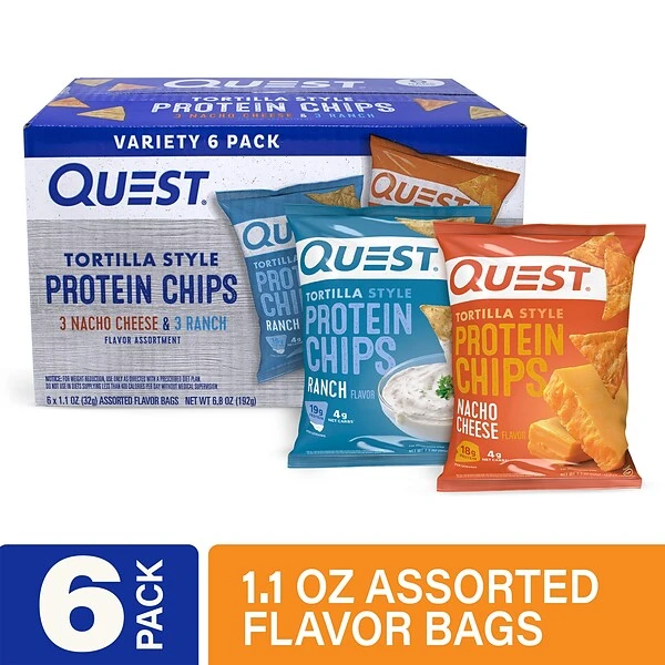 Quest Protein Chips Gluten Free Variety Tortilla Chips, 1.1 Oz., 6 Bags/Pack (220-01145) 3 Quest Protein Chips Gluten Free Variety Tortilla Chips, 1.1 Oz., 6 Bags/Pack (220-01145)