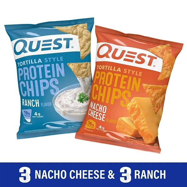 Quest Protein Chips Gluten Free Variety Tortilla Chips, 1.1 Oz., 6 Bags/Pack (220-01145) 4 Quest Protein Chips Gluten Free Variety Tortilla Chips, 1.1 Oz., 6 Bags/Pack (220-01145) - Image 2