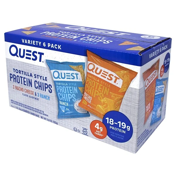 Quest Protein Chips Gluten Free Variety Tortilla Chips, 1.1 Oz., 6 Bags/Pack (220-01145) 6 Quest Protein Chips Gluten Free Variety Tortilla Chips, 1.1 Oz., 6 Bags/Pack (220-01145) - Image 4