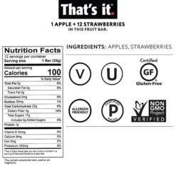 THAT'S IT Gluten Free Apple + Strawberry Fruit Bar, 1.2 Oz, 12/Pack (307-00238) -Gerber || Lindt || Mars Sales sp122112690 s7
