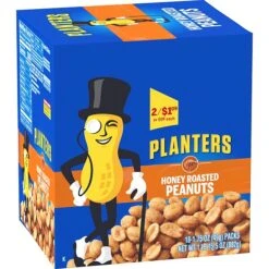 Planters® Honey Roasted Peanuts, 1.75 Oz. Bags, 18/Box (07566)