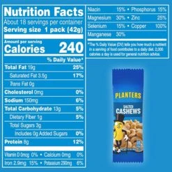 Planters Salted Cashews, 1.5 Oz., 18 Bags/Pack (209-00626) 17 Planters Salted Cashews, 1.5 Oz., 18 Bags/Pack (209-00626) -Gerber || Lindt || Mars Sales sp125991050 s7