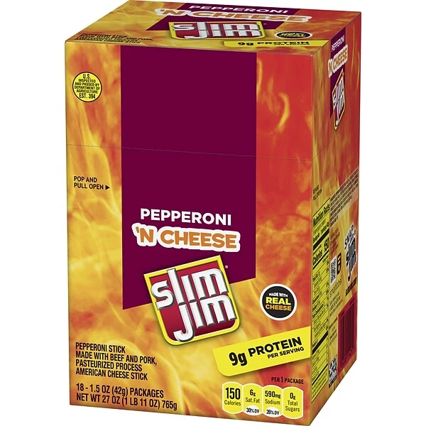 Slim Jim Pepperoni And Cheese, 1.5 Oz, 18 Count 4 Slim Jim Pepperoni And Cheese, 1.5 Oz, 18 Count - Image 2