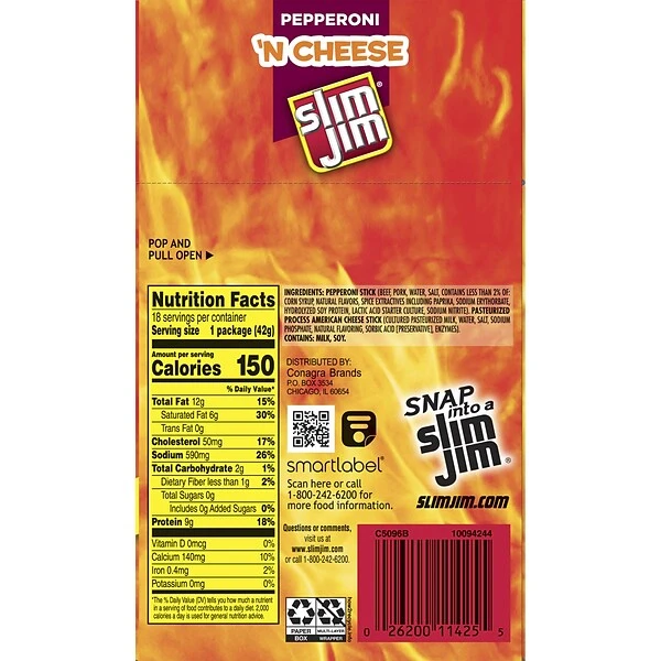 Slim Jim Pepperoni And Cheese, 1.5 Oz, 18 Count 5 Slim Jim Pepperoni And Cheese, 1.5 Oz, 18 Count - Image 3