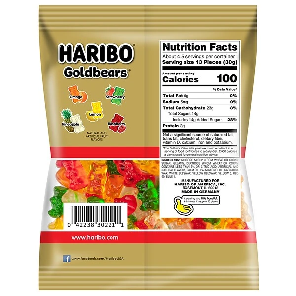 Haribo Gold-Bears Gummi Fruit, 5 Oz, 12/Carton (HAR30220) 3 Haribo Gold-Bears Gummi Fruit, 5 Oz, 12/Carton (HAR30220)