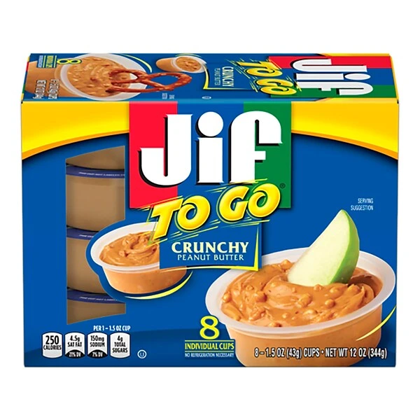 Jif To Go Crunchy Peanut Butter, 1.5 Oz., 8/Box (5150024130) 3 Jif To Go Crunchy Peanut Butter, 1.5 Oz., 8/Box (5150024130)