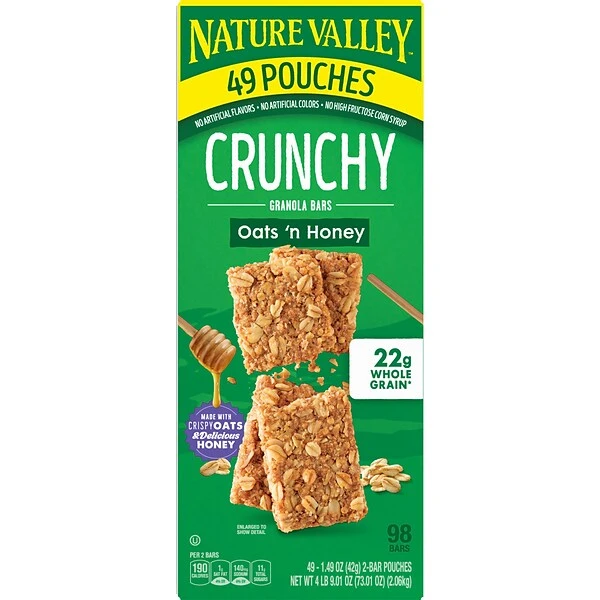 Nature Valley Bars, Oats And Honey, 1.49 Oz., 49/Box (48759) 3 Nature Valley Bars, Oats And Honey, 1.49 Oz., 49/Box (48759)