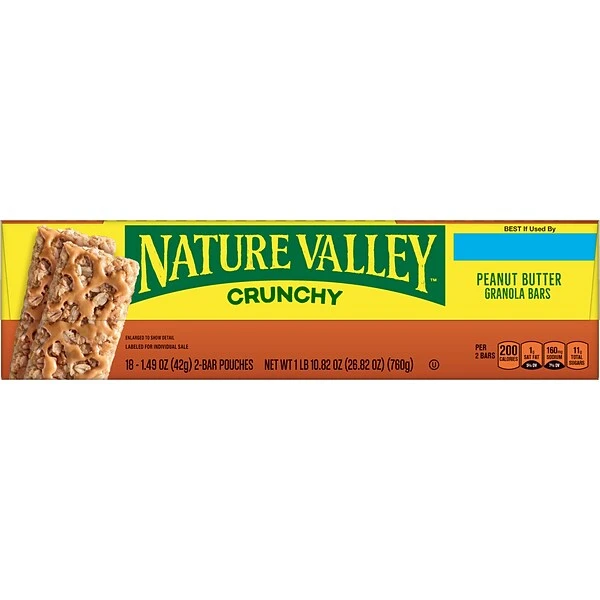 Nature Valley Crunchy Granola Bars, Peanut Butter, 1.5 Oz., 18/Box (33550) 4 Nature Valley Crunchy Granola Bars, Peanut Butter, 1.5 Oz., 18/Box (33550) - Image 2