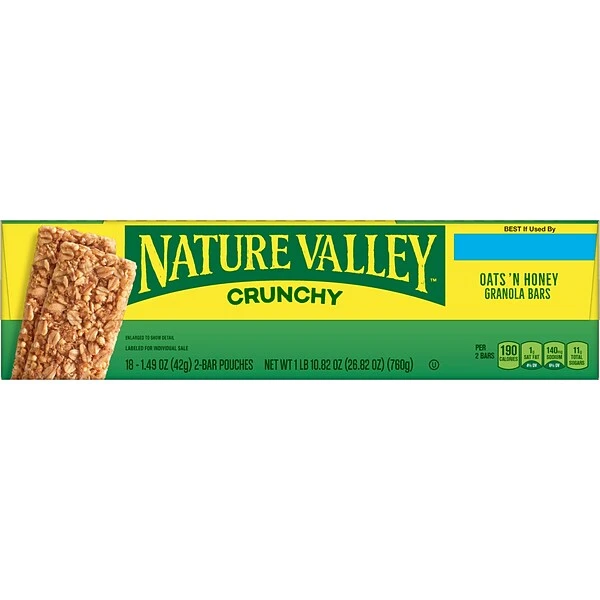 Nature Valley Crunchy Granola Bars, Oats & Honey, 1.5 Oz., 18/Box (33530) 5 Nature Valley Crunchy Granola Bars, Oats & Honey, 1.5 Oz., 18/Box (33530) - Image 3