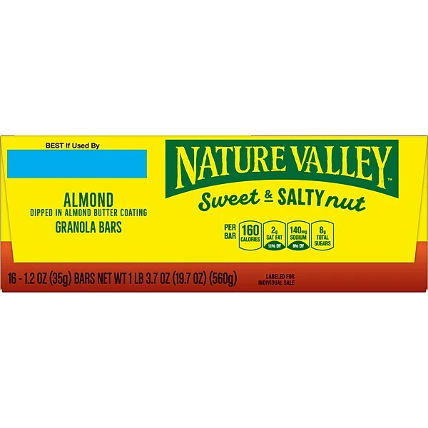 Nature Valley Bars Sweet & Salty Granola Bars, Almond, 1.2 Oz., 16/Box (42068) 4 Nature Valley Bars Sweet & Salty Granola Bars, Almond, 1.2 Oz., 16/Box (42068) - Image 2