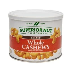 SUPERIOR NUT COMPANY Roasted Salted Cashews, 8 Oz., 12 Bags/Pack (259-00006)