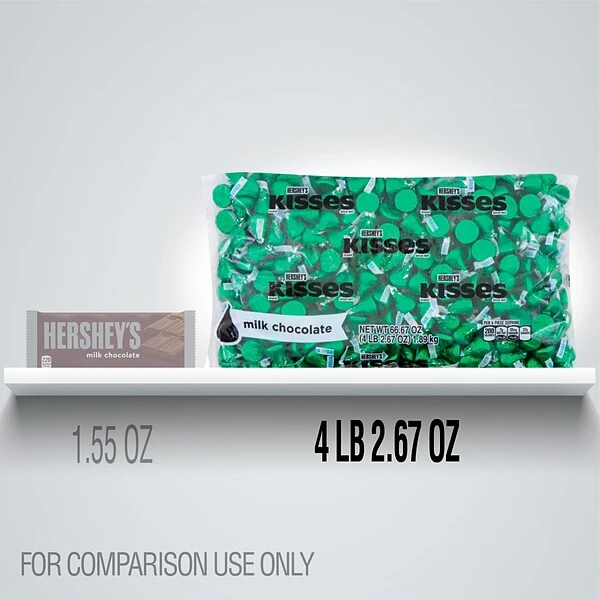 HERSHEY'S KISSES Dark Green Foil Milk Chocolate Pieces, 66.7 Oz., 400/Bag (HEC60347) 4 HERSHEY'S KISSES Dark Green Foil Milk Chocolate Pieces, 66.7 Oz., 400/Bag (HEC60347) - Image 2