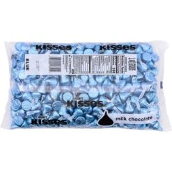 HERSHEY'S KISSES Blue Foils Milk Chocolate Candy, Bulk, 66.7 Oz, Bag, 400 Pieces (246-00053)