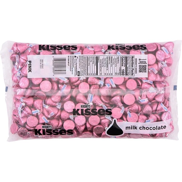 HERSHEY'S KISSES Pink Foil Milk Chocolate Pieces, 66.7 Oz. (HEC33434) 3 HERSHEY'S KISSES Pink Foil Milk Chocolate Pieces, 66.7 Oz. (HEC33434)