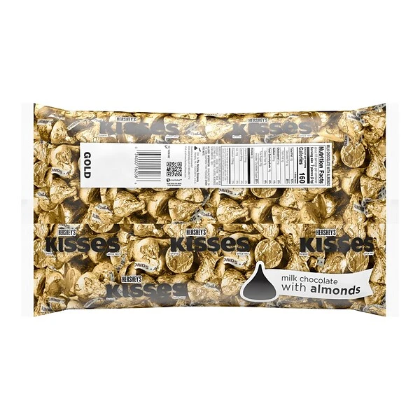 HERSHEY'S KISSES Gold Foil Milk Chocolate With Almonds Pieces, 66.7 Oz., 400/Bag (HEC62083) 3 HERSHEY'S KISSES Gold Foil Milk Chocolate With Almonds Pieces, 66.7 Oz., 400/Bag (HEC62083)