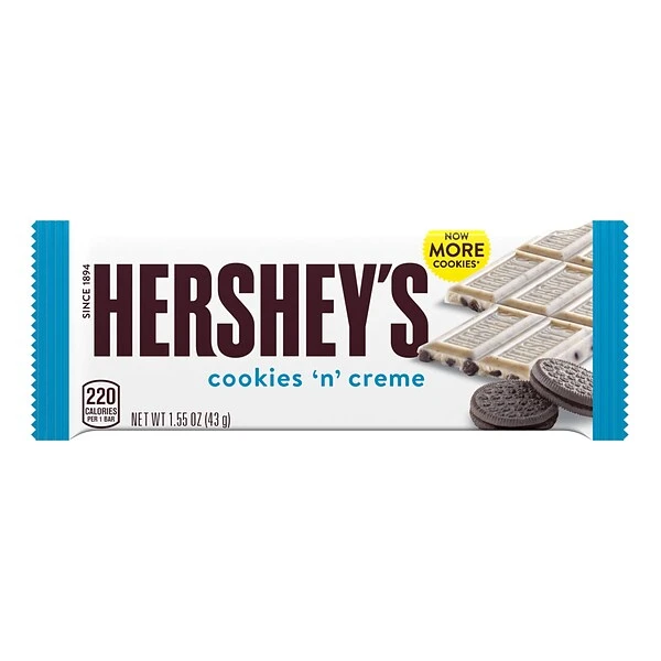 HERSHEY'S Cookies 'n' Crème Candy Bar, 1.55oz, 36 Count 3 HERSHEY'S Cookies 'n' Crème Candy Bar, 1.55oz, 36 Count