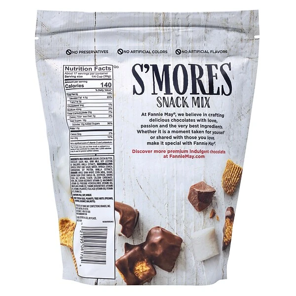 Fannie May S'Mores Snack Mix Milk Chocolate Pieces, 18 Oz. (220-02041) 3 Fannie May S'Mores Snack Mix Milk Chocolate Pieces, 18 Oz. (220-02041)