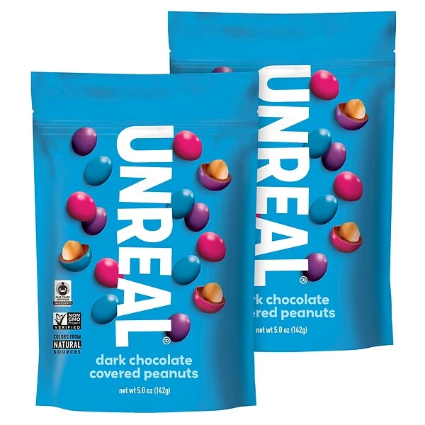 Unreal Dark Chocolate Peanut Gems, 5.0 Oz., 2 Pk 4 Unreal Dark Chocolate Peanut Gems, 5.0 Oz., 2 Pk - Image 2