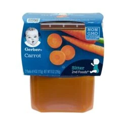 Gerber 2nd Foods Carrots Baby Food, 4 Oz, 2-Packs, 8 Count (307-00057)