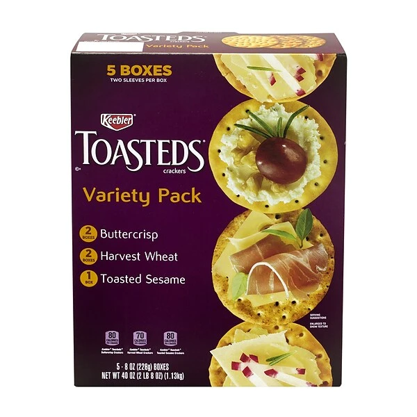 Keebler Toasteds Party Pack Cracker Assortment, 40 Oz. (900-00116) 3 Keebler Toasteds Party Pack Cracker Assortment, 40 Oz. (900-00116)