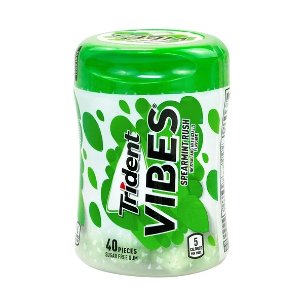 Trident Vibes Sugar Free Spearmint Rush Gum, 16 Oz., 40 Pieces/Pack, 6/Pack (304-00082) 3 Trident Vibes Sugar Free Spearmint Rush Gum, 16 Oz., 40 Pieces/Pack, 6/Pack (304-00082)