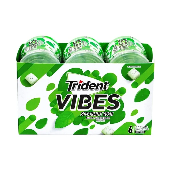 Trident Vibes Sugar Free Spearmint Rush Gum, 16 Oz., 40 Pieces/Pack, 6/Pack (304-00082) 4 Trident Vibes Sugar Free Spearmint Rush Gum, 16 Oz., 40 Pieces/Pack, 6/Pack (304-00082) - Image 2