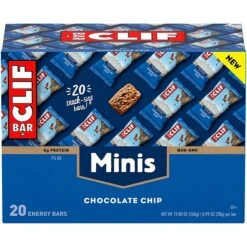 Clif Mini Energy Bars, Chocolate Chip, 1.0 Oz., 20/Box (CCC37654)
