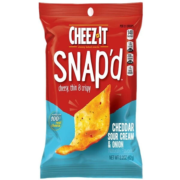 Cheez-It Snap'd Sour Cream And Onion Crackers, 2.2 Oz., 6 Packs/Box (KEE11460) 3 Cheez-It Snap'd Sour Cream And Onion Crackers, 2.2 Oz., 6 Packs/Box (KEE11460)