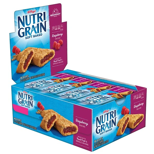 Nutri-Grain Breakfast Bars, Raspberry, 1.3 Oz., 16/Box (511382) 3 Nutri-Grain Breakfast Bars, Raspberry, 1.3 Oz., 16/Box (511382)