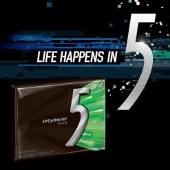 5 Gum Sugar Free Gum, Spearmint Rain, 10/Box (WMW51404) 9 5 Gum Sugar Free Gum, Spearmint Rain, 10/Box (WMW51404) -Gerber || Lindt || Mars Sales sp58421603 s7