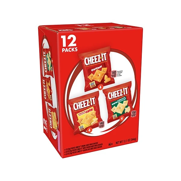 Cheez-It Crackers, 12.1 Oz., 12 Packs/Box (KEE94026) 3 Cheez-It Crackers, 12.1 Oz., 12 Packs/Box (KEE94026)