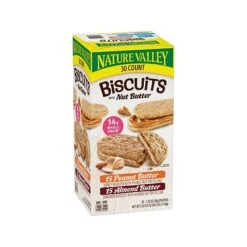 Nature Valley Biscuits With Nut Butter, Honey Peanut Butter/Cinnamon Almond Butter, 40.5 Oz., 30 Pouches/Pack (46827)