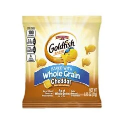 Goldfish Baked Snack Crackers, Whole Grain Cheddar, 0.75 Oz., 100/Pack (140018197)